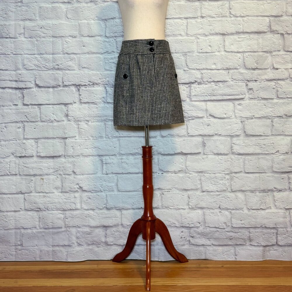 Anthropologie Taikonku Gray Wool Blend Striped Mini Skirt